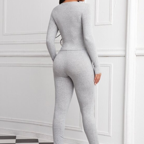 Heather grey Split Hem Leggings Set (Size L) - Shein - Picture 4 of 4